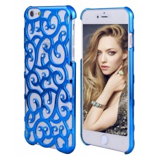 iPhone 6 6s 4.7 - Blue Rhinestone Electroplating Hollow Out Vine Style Protective Hard Cover Case